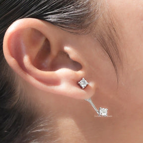 Round Moissanite Screw Back Women Earrings