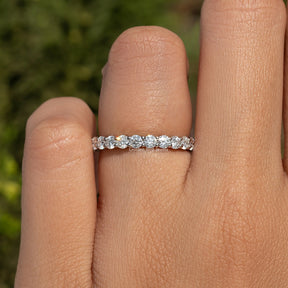 Round Cut Moissanite Three Quarter Eternity Wedding Band
