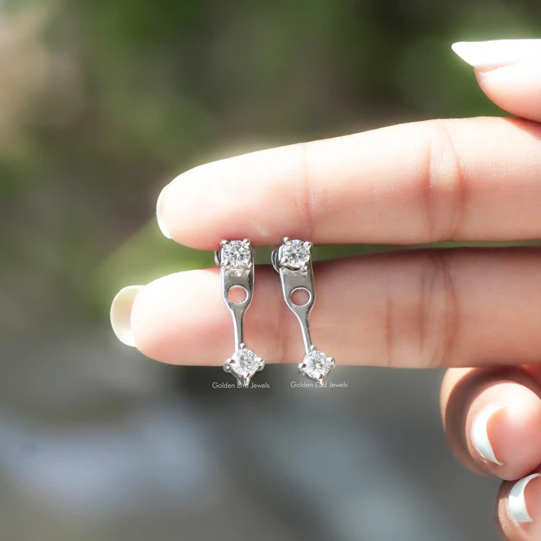 Round Moissanite Screw Back Women Earrings