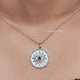 Round Sapphire Gemstone Evil Eye Halo Pendant