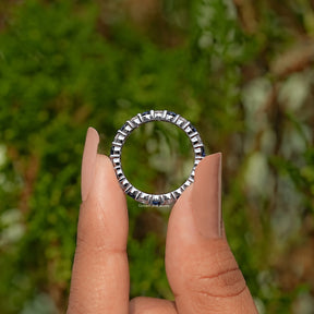 Round Shape Blue Gemstone Eternity Wedding Band