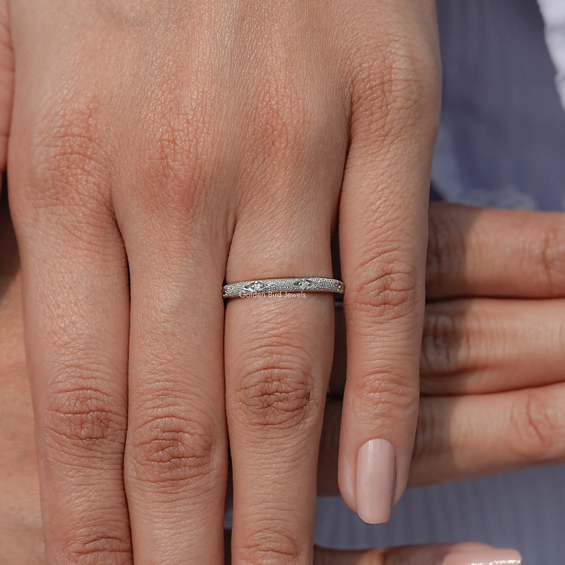 Moissanite Round Shaped Eternity Wedding Band