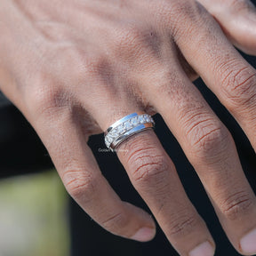 Round Shaped Moissanite Half Eternity Men's Band