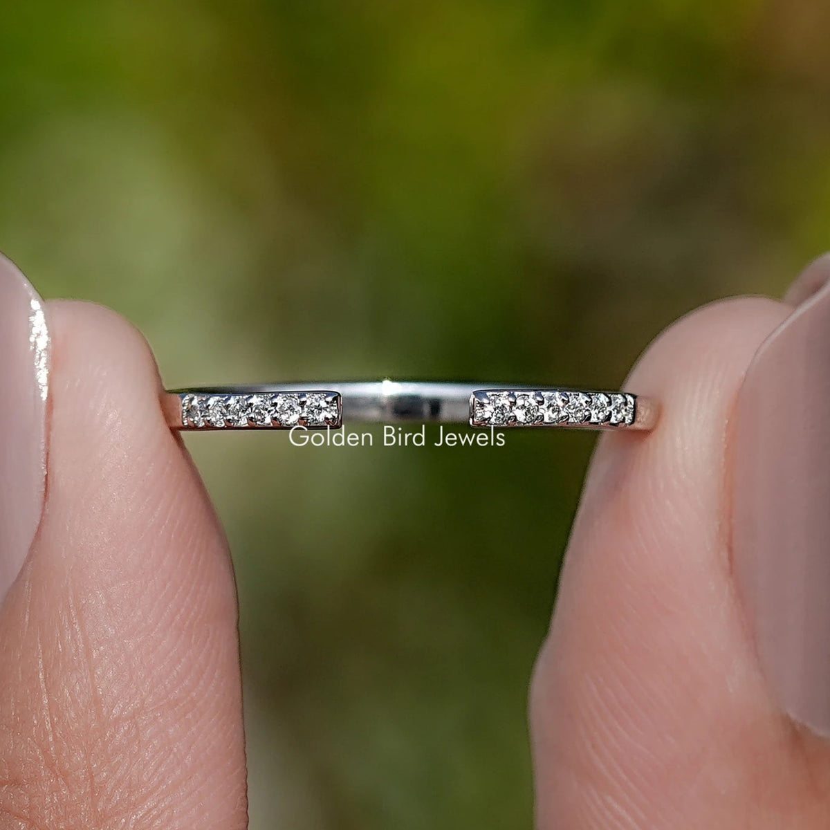 Round Moissanite Open Cuff Matching Band