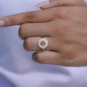 [Sunstone Round Engagement Ring]-[Golden Bird Jewels]