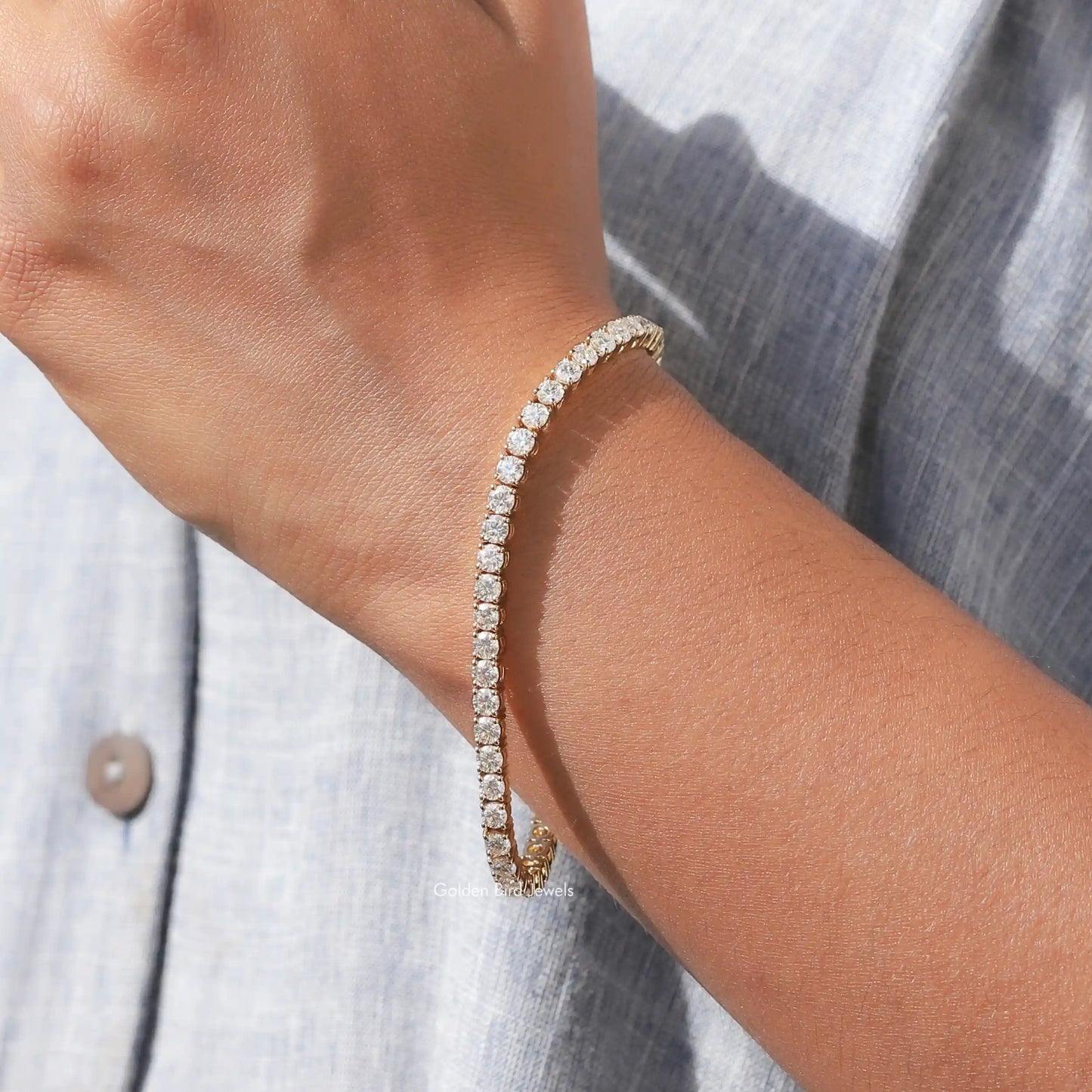 Wunderschönes Tennisarmband mit Moissanit im Rundschliff