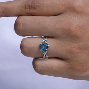 Detailed View Of Oval Cut Gemstone Engagement Ring
