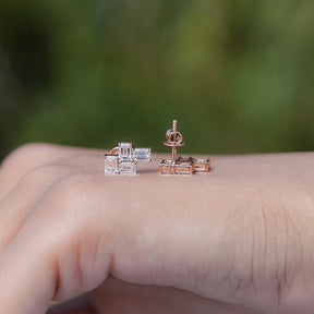 Emerald Cut Lab Grown Diamond Drop Earrings