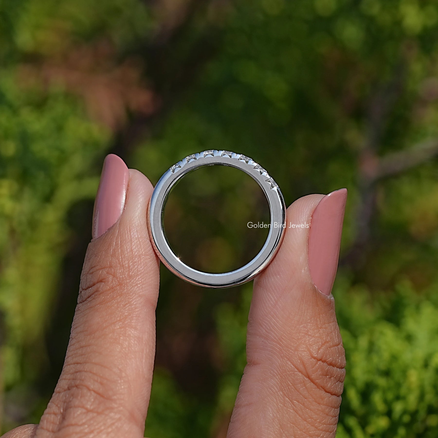 Seven Stone Round Cut Lab Diamond Wedding Band