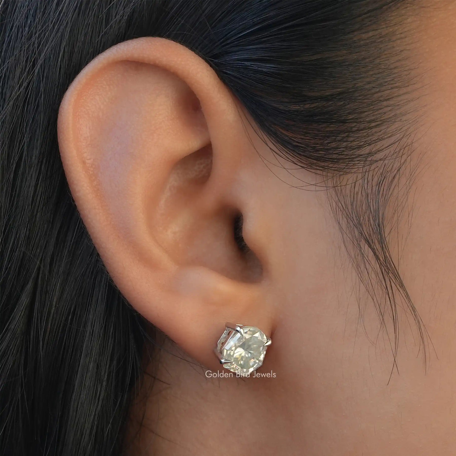 Shield Cut Moissanite Stud Earrings