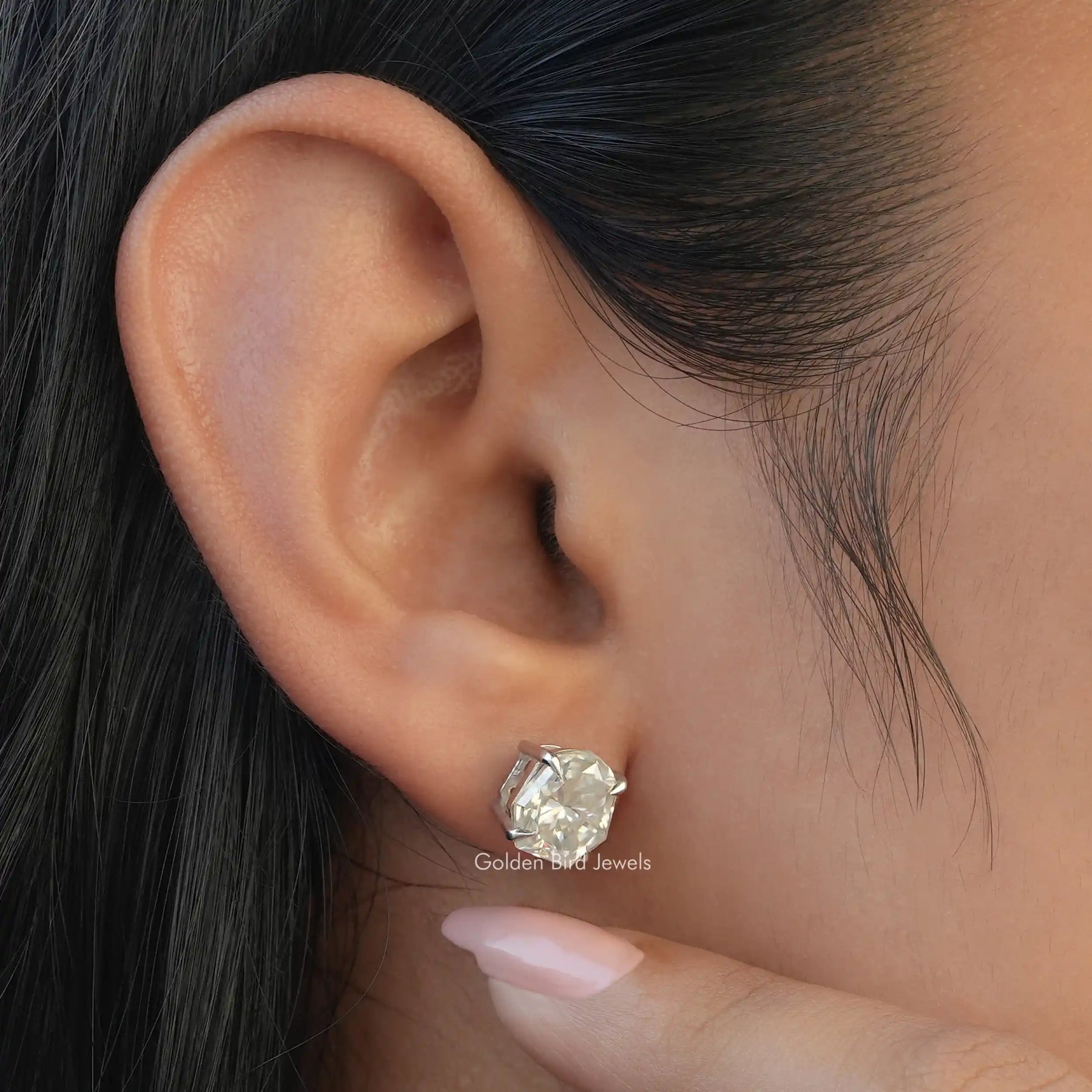 Shield Cut Moissanite Stud Earrings