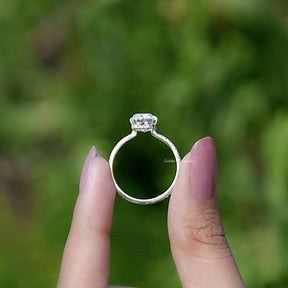 Emerald Cut Moissanite Hidden Halo Engagement Ring