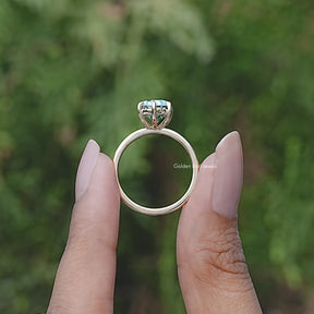 Pear Cut Green Moissanite Solitaire Ring