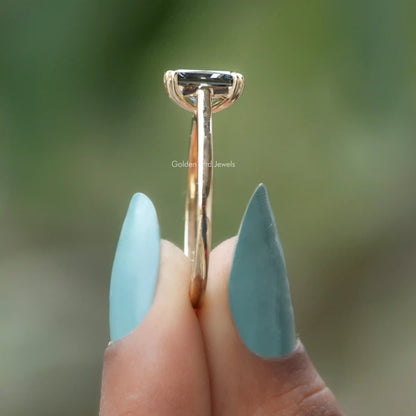 Side View of Dark Gray Radiant Moissanite Solitaire Ring     