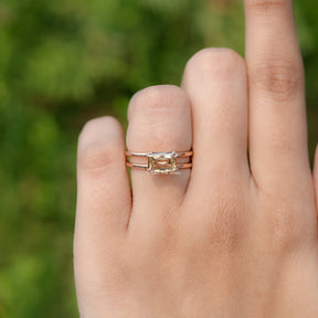 East West Criss Cut Moissanite Engagement Ring