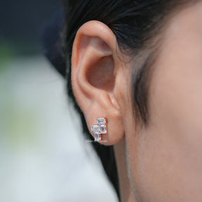 Emerald Cut Lab Grown Diamond Drop Earrings