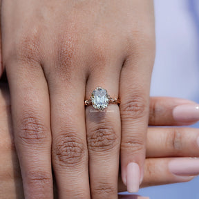 Old Mine Cushion Moissanite Accent Ring