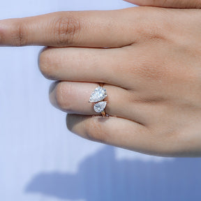 Pear Shaped Lab Diamond Two Stone Ring