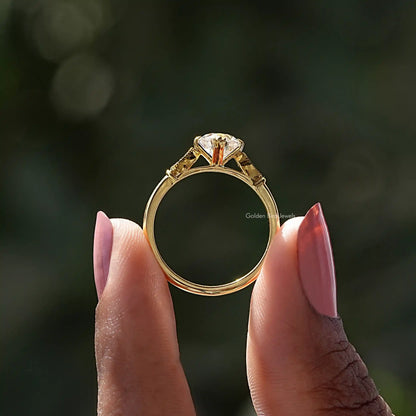 OEC Round Moissanite Solitaire Accent Ring