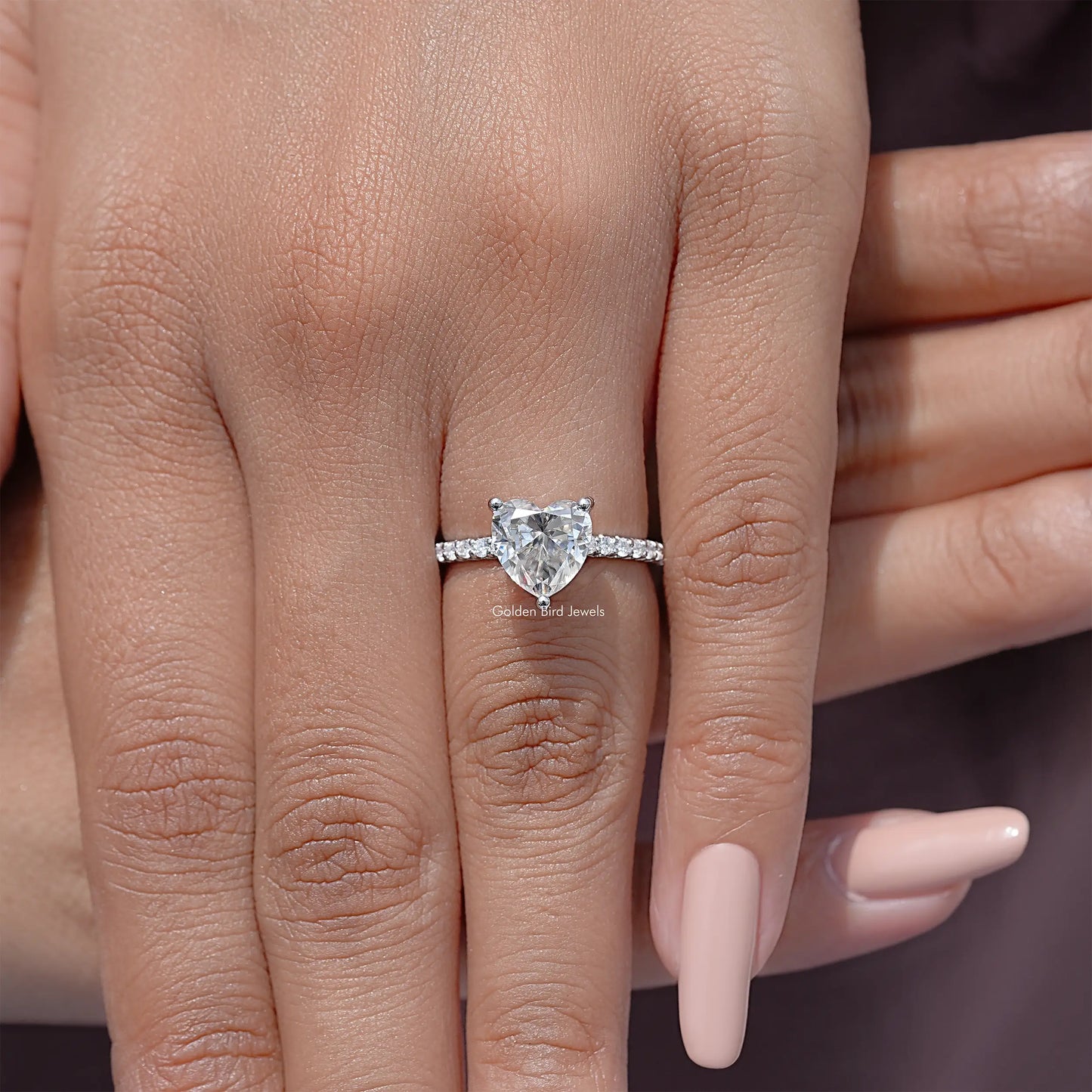 Heart Shape Moissanite Solitaire Engagement Ring