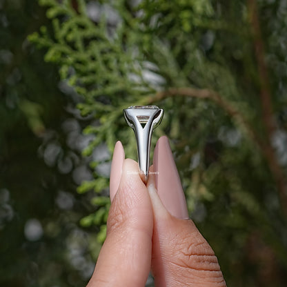Emerald Cut Moissanite Bezel Set Engagement Ring