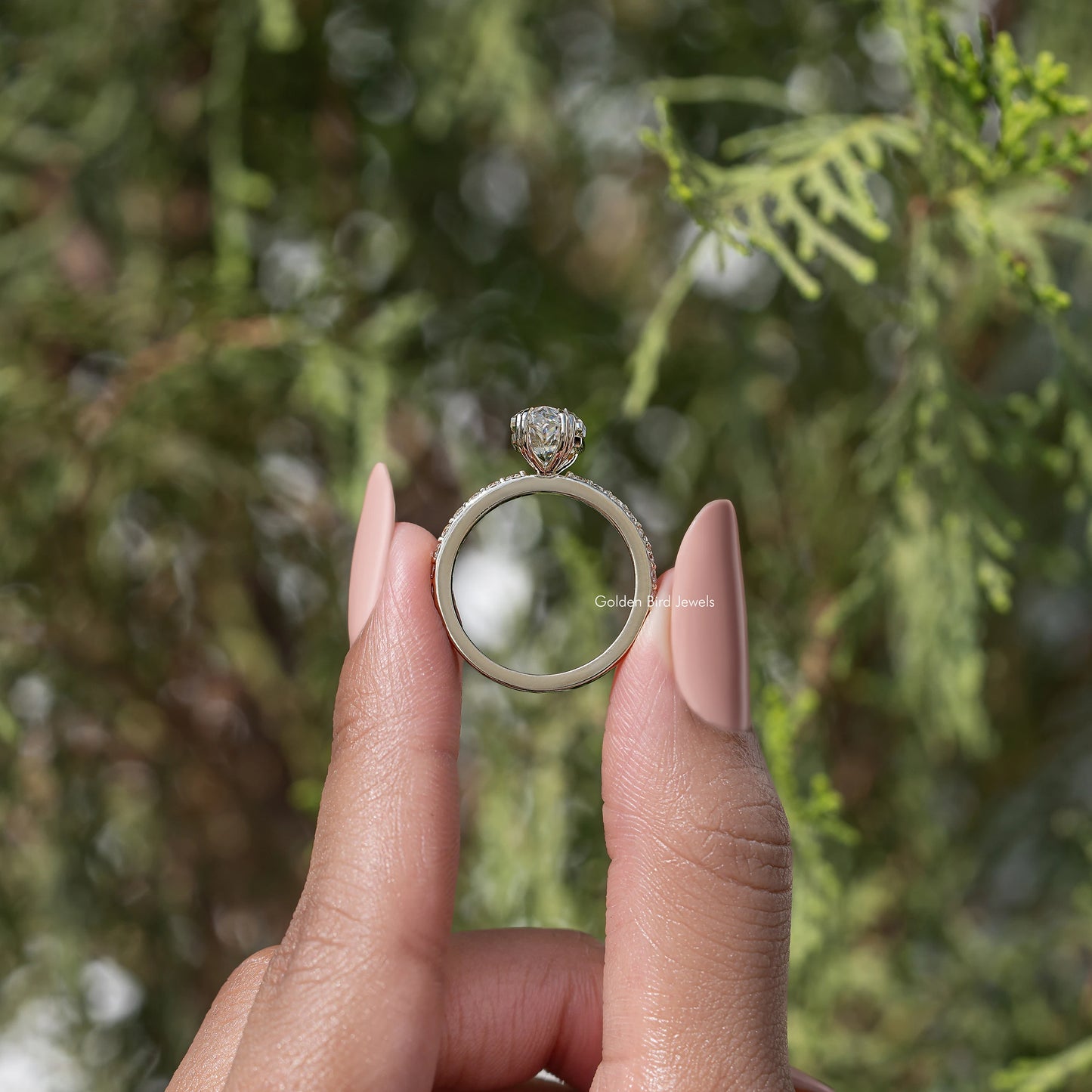 Dutch Marquise Cut Solitaire Accent Moissanite Ring
