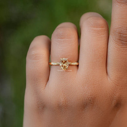Old Mine Oval Moissanite Solitaire Engagement Ring