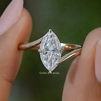 Marquise Moissanite Solitaire Engagement Ring