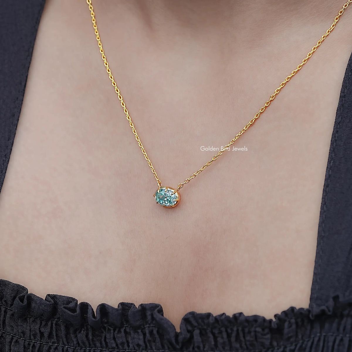Old Mine Oval Gemstone Solitaire Necklace