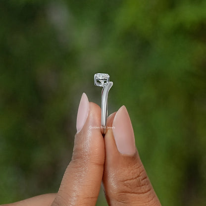 East West Pear Moissanite Solitaire Engagement Ring