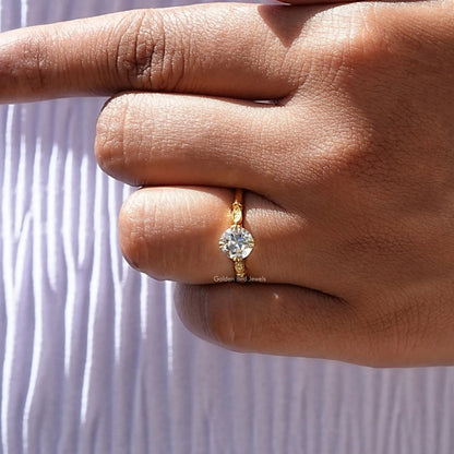 OEC Round Moissanite Solitaire Accent Ring