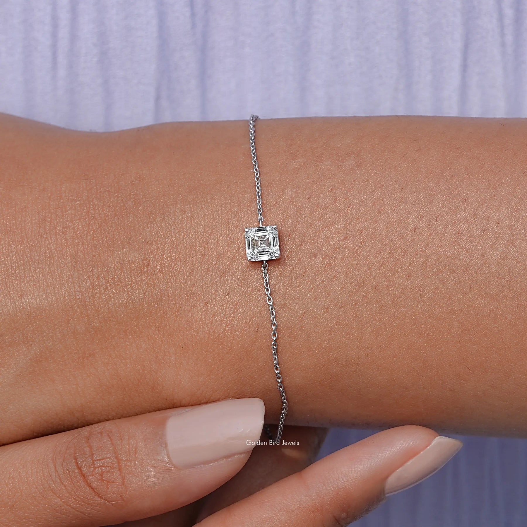 Asscher Lab Diamond Delicate Chain Bracelet