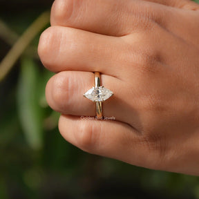 View of Marquise Cut Moissanite Engagement Ring In Finger