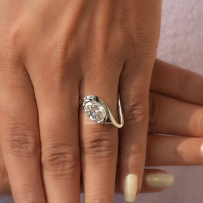 View of Oval Cut Moissanite Ring In finger
