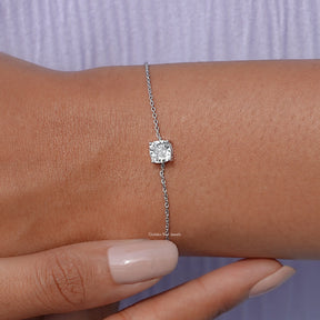 Solitaire Lab Diamond Cushion Cut Chain Bracelet