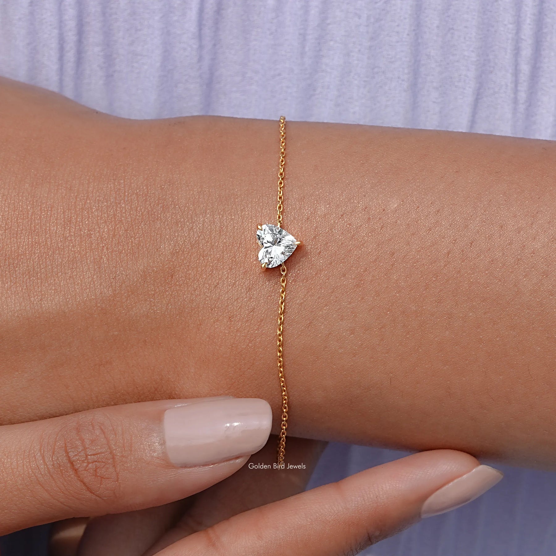 Heart Shaped Diamond Solitaire Chain Bracelet