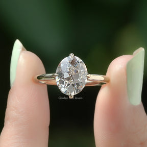 [Old Mine Oval Cut Solitaire Diamond Ring]-[Golden Bird Jewels]