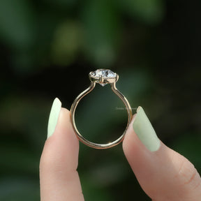 [White Gold Old MIne Oval Cut Solitaire Ring]-[Golden Bird Jewels]