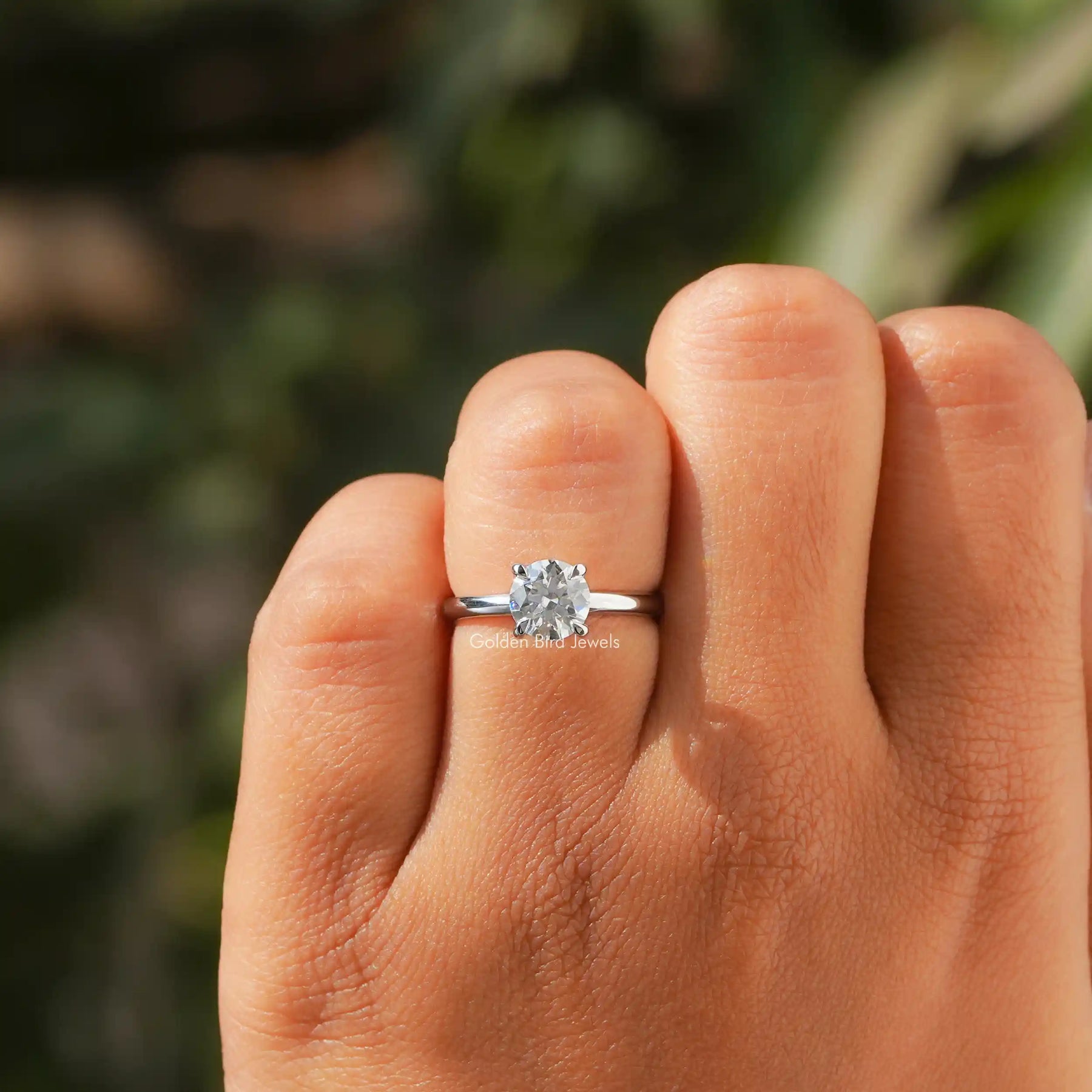 [Moissanite Round Cut Solitaire Ring]-[Golden Bird Jewels]