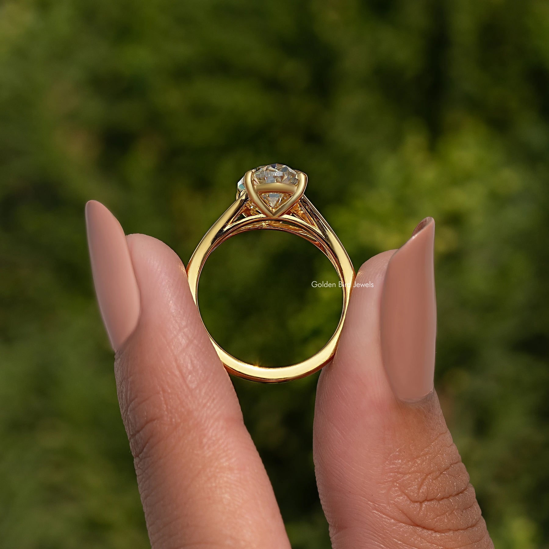 Split Shank Old Mine Oval Cut Moissanite Engagement Ring