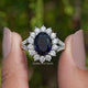 Split Shank Oval Sapphire Gemstone Halo Ring