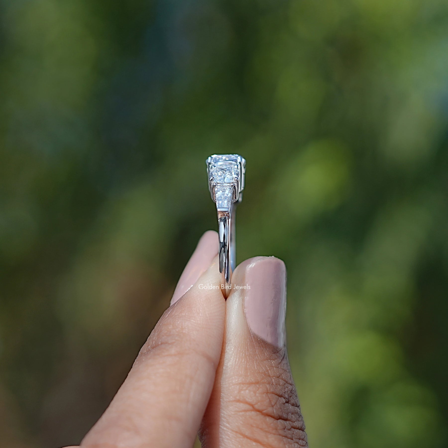 Square Cushion Lab Diamond Five Stone Ring