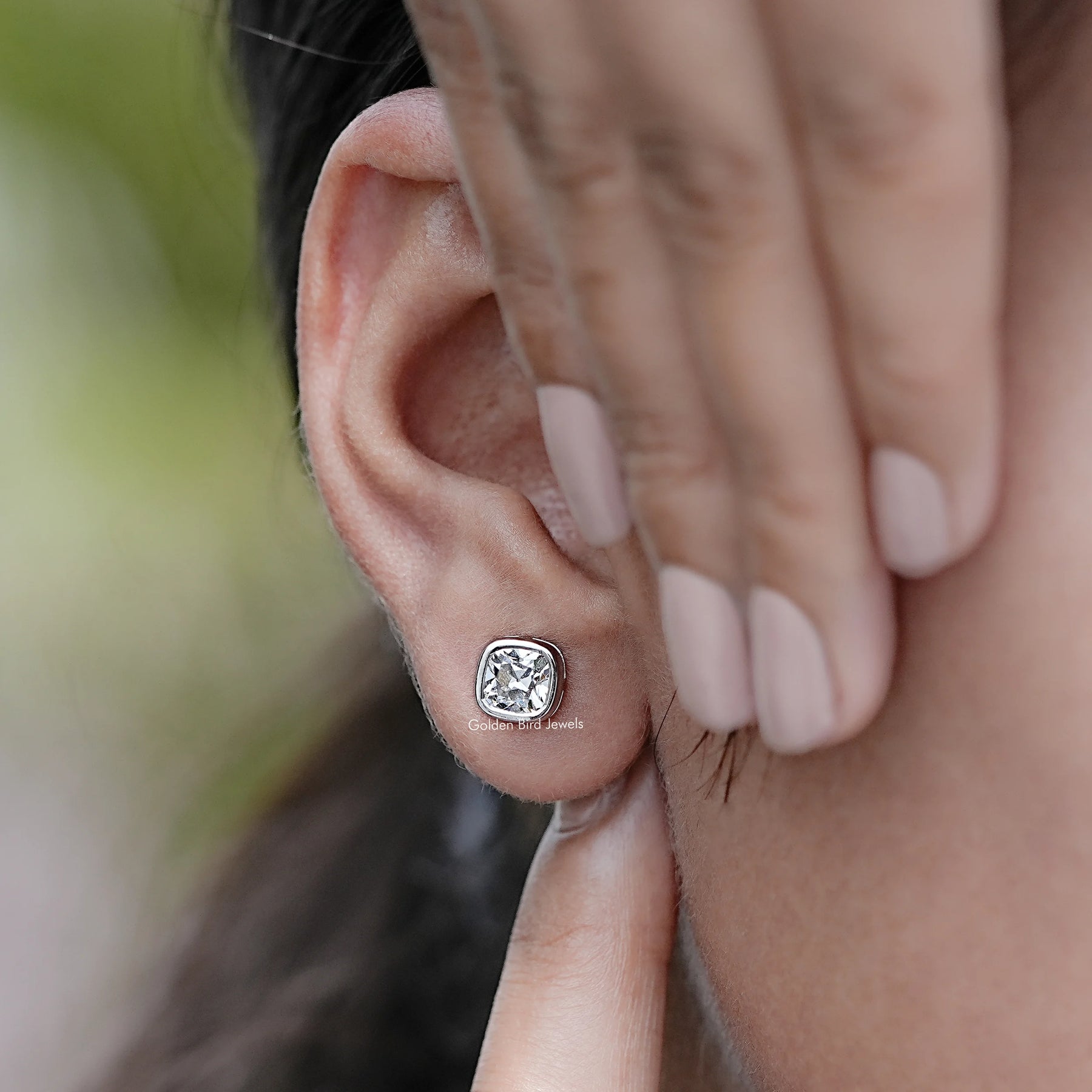 Square Old Mine Cushion Lab Diamond Stud Earrings