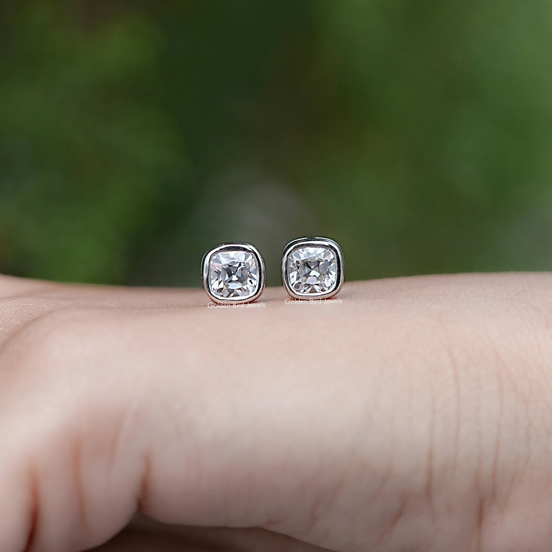 Square Old Mine Cushion Lab Diamond Stud Earrings