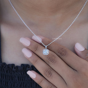 Square Old Mine Cushion Lab Diamond Halo Pendant