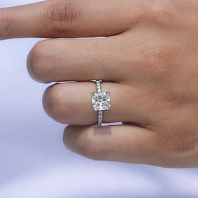 [Lab Diamond Radiant Cut Solitaire Ring]-[Golden Bird Jewels]