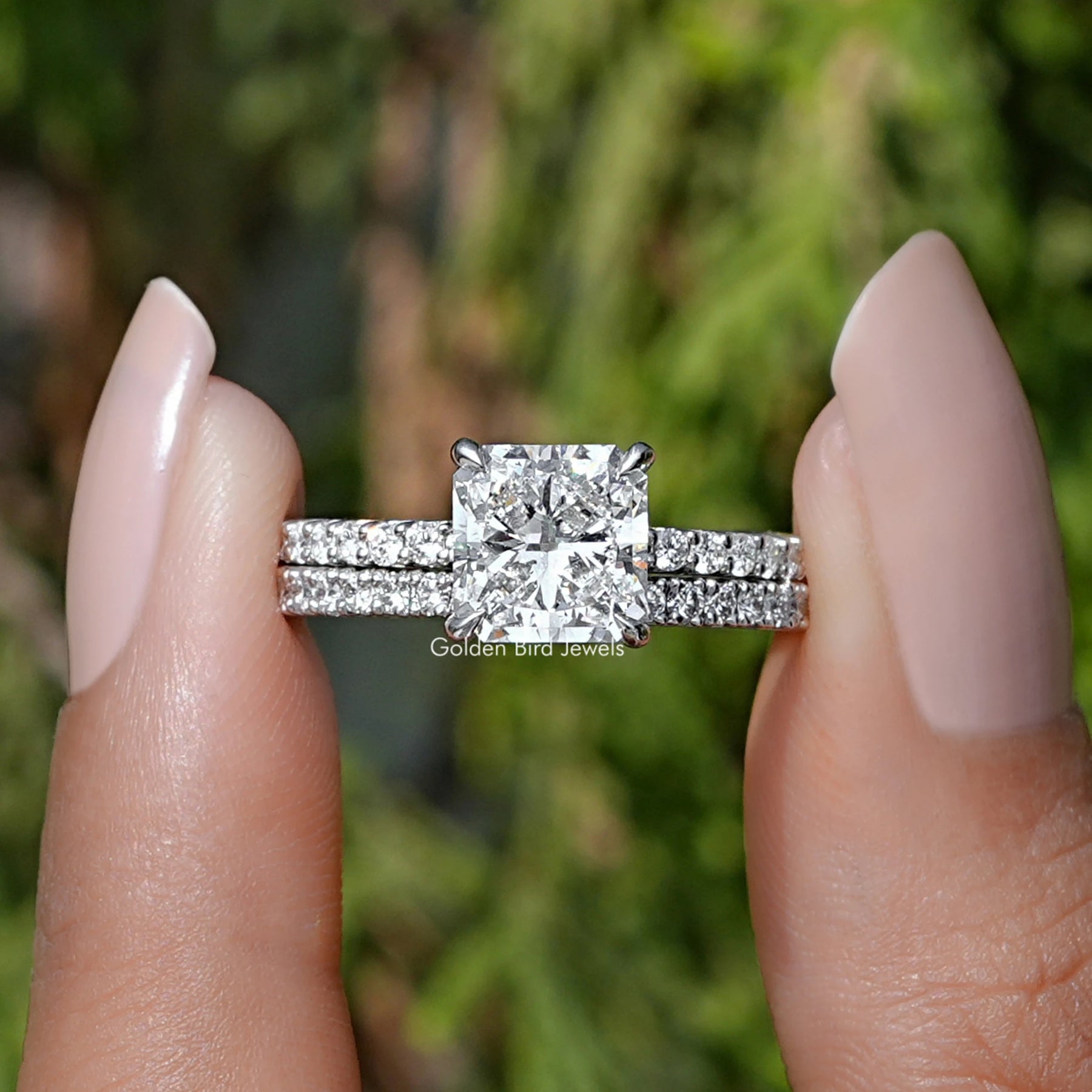 Square Radiant Cut Lab Diamond Bridal Ring