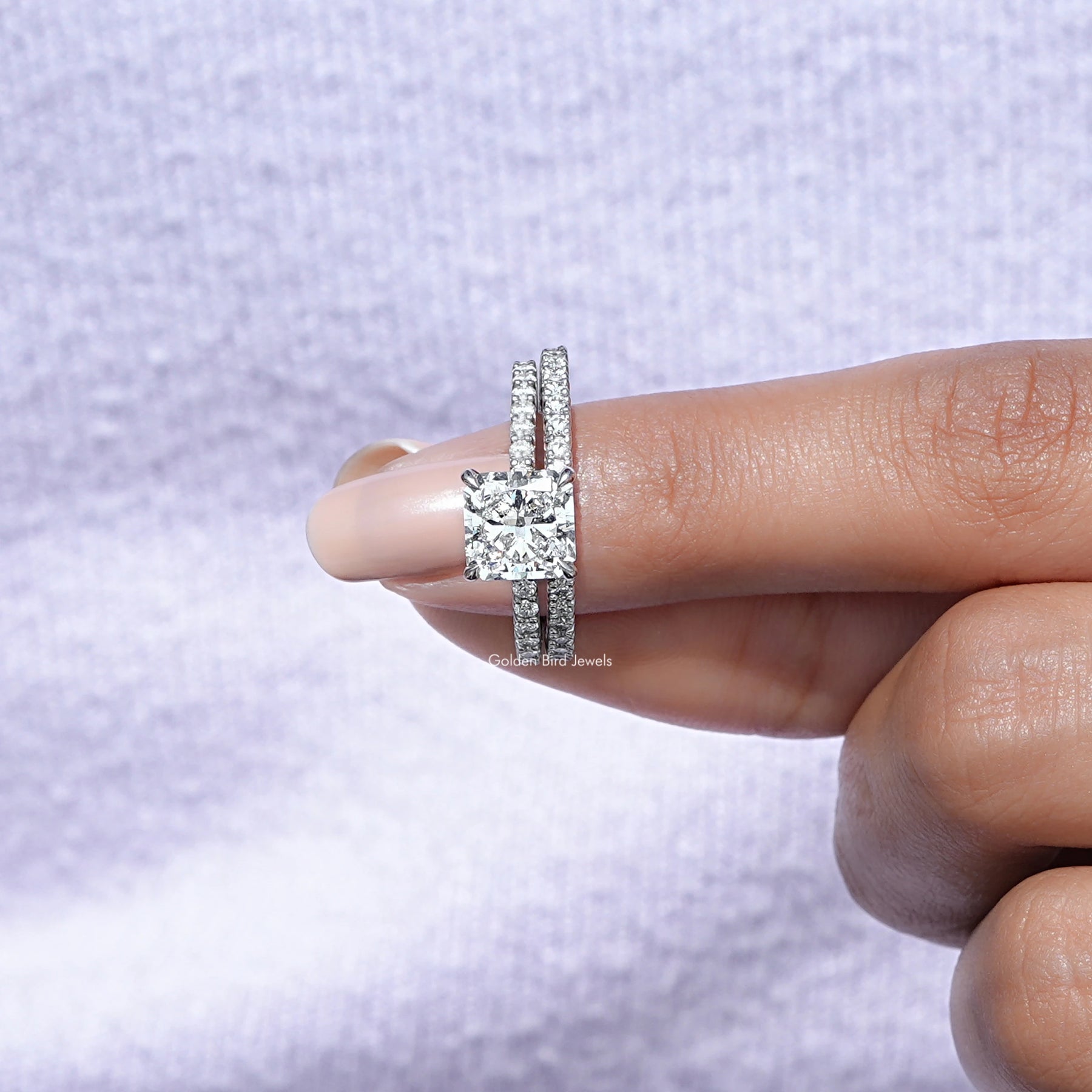 Square Radiant Cut Lab Diamond Bridal Ring