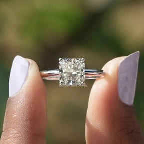 [Square Radiant Cut Lab Diamond Solitaire Ring]-[Golden Bird Jewels]