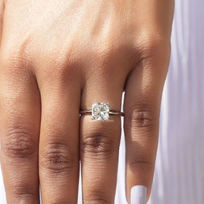 View of Radiant Cut Diamond Solitaire Engagement Ring In White Gold